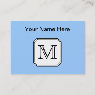 Your Letter. Custom Monogram. Blue Black White. Business Card