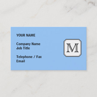 Your Letter. Custom Monogram. Blue Black White. Business Card