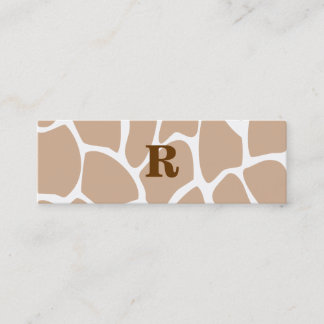 Your Letter. Custom Monogram Giraffe Print Design Mini Business Card