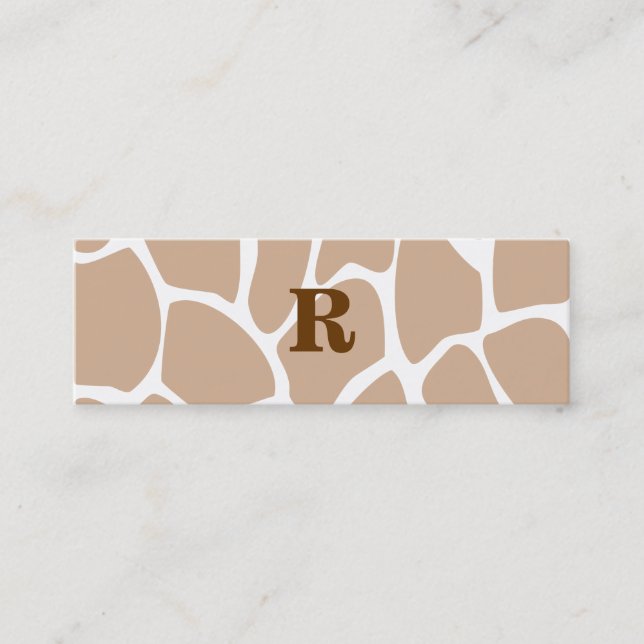 Your Letter. Custom Monogram Giraffe Print Design Mini Business Card (Front)