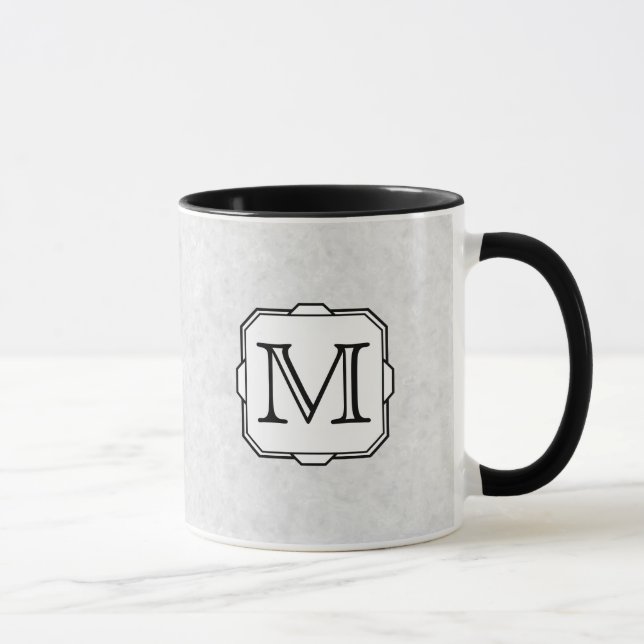 Your Letter. Custom Monogram. Grey, Black & White Mug (Right)