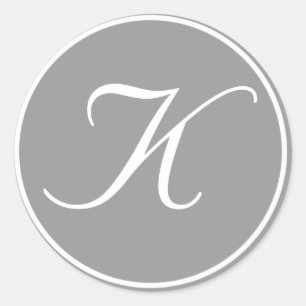 Your Letter, Custom Monogram K Initial Grey Classic Round Sticker