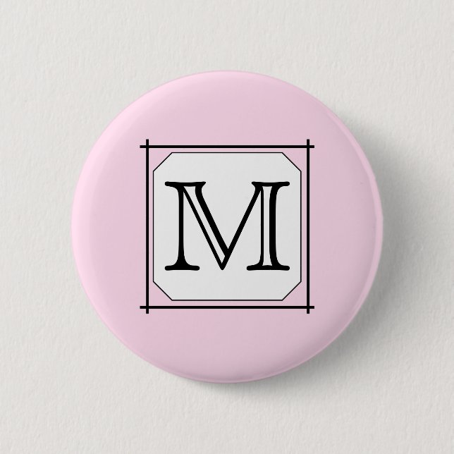 Your Letter. Custom Monogram. Pink Black White 6 Cm Round Badge (Front)