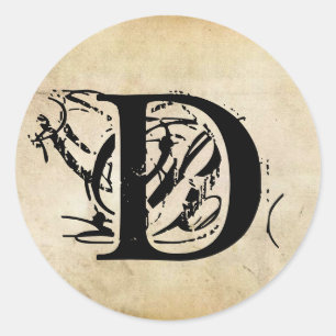 Your Letter. Custom Monogram. vintage feel. Classic Round Sticker