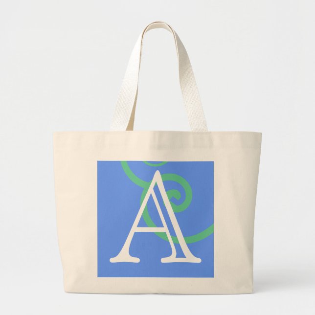 Your Letter. Custom Multi Coloured Swirl Monogram. Large Tote Bag (Front)