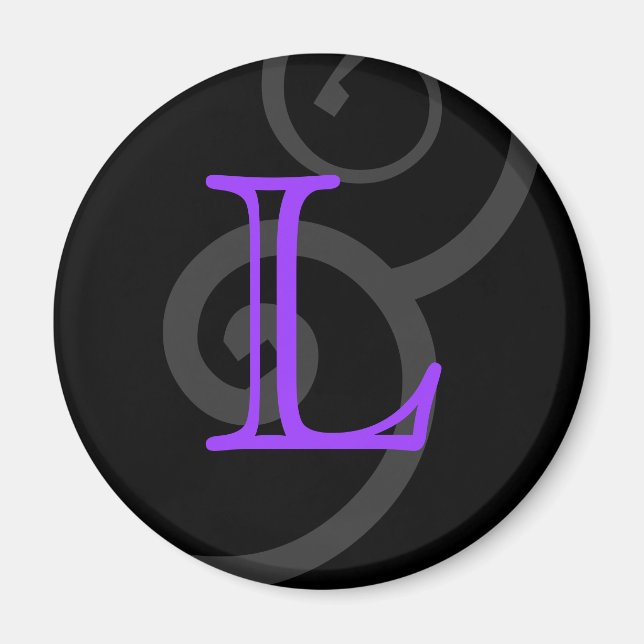 Your Letter. Custom. Purple Swirl Monogram. Magnet (Front)