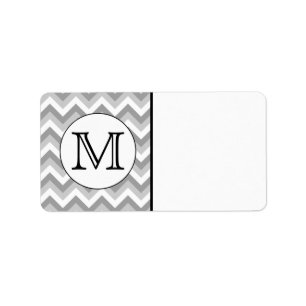 Your Letter. Grey Zigzag Pattern Monogram. Label