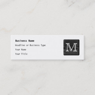 Your Letter Monogram. Picture of Black Wood. Mini Business Card