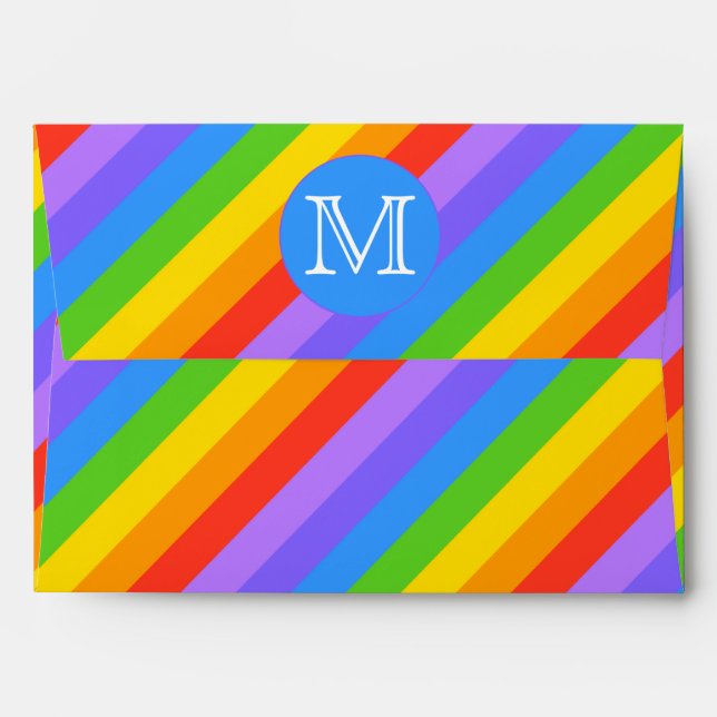 Your Letter, Rainbow Stripes Monogram. Envelopes (Back (Top Flap))