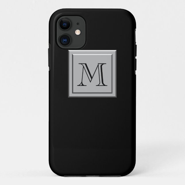 Your Letter. Your Monogram. Silver Black Case-Mate iPhone Case (Back)
