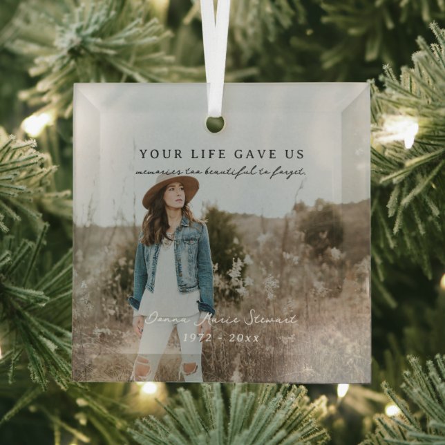 Your Life Gave Us | Photo Memorial Glass Tree Decoration (Insitu)