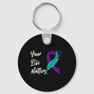 Your Life Matters Ribbon N Suicide Awareness Menta Key Ring