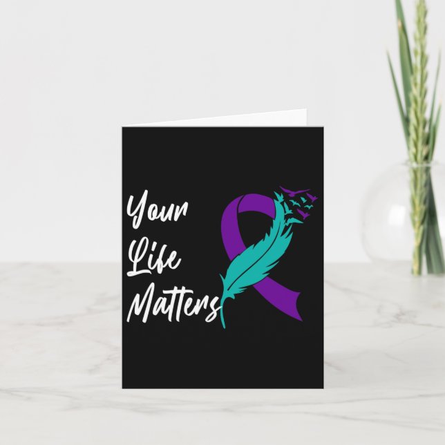 Your Life Problems Ribbon N Suicide Awareness Ment Card (Front)