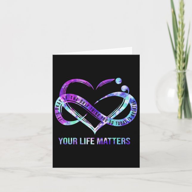Your Life Problems Semicolon Suicide Prevention Aw Card (Front)