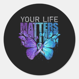 Your Life Purple Ribbon Suicide Prevention Awarene Classic Round Sticker