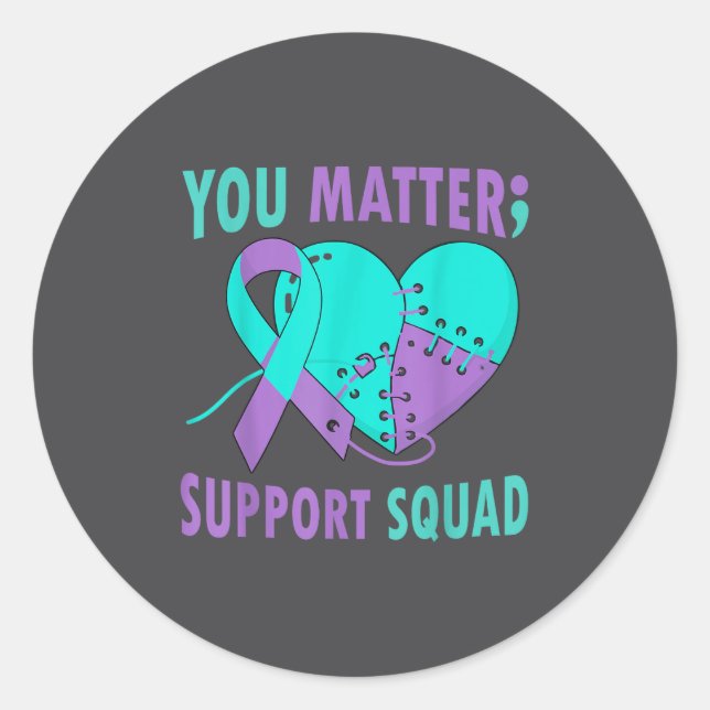 Your Life S Semicolon Suicide Prevention Awareness Classic Round Sticker (Front)