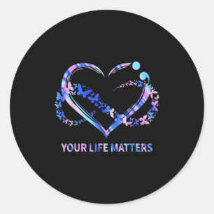 Your Life S Suicide Awareness Butterflies Heart  Classic Round Sticker