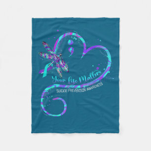 Your Life S Suicide Prevention Awareness Dragonfly Fleece Blanket