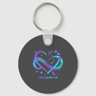 Your Life S Suicide Prevention Teal Purple Heart R Key Ring