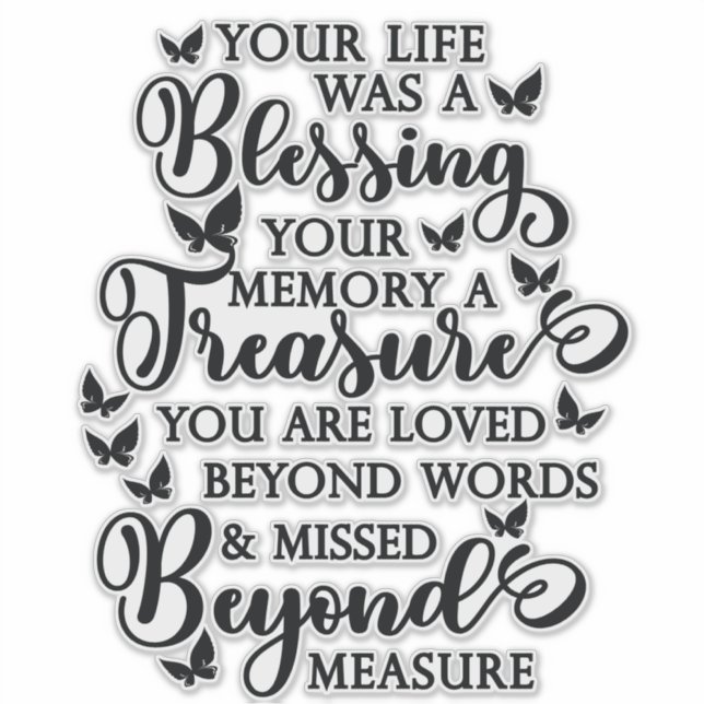 Your Life Was a Blessing Butterfly Memorial Decal (Front)