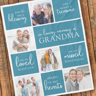 Your Life Was a Blessing Photo Collage Sympathy Fleece Blanket