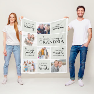 Your Life Was a Blessing Photo Collage Sympathy Fleece Blanket