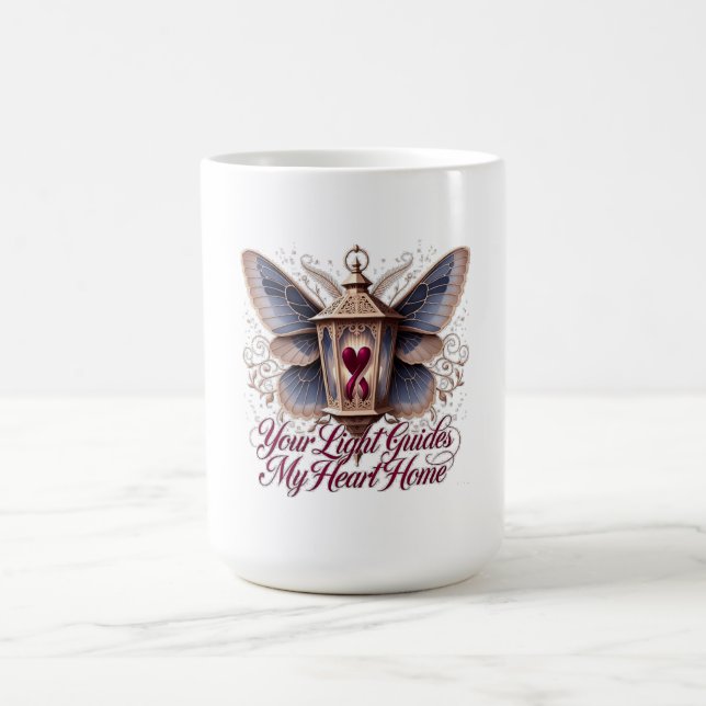 Your Light Guides My Heart Home Lantern  T-Shirt Coffee Mug (Center)