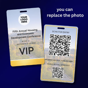 Your Location Photo Logo QR Event Conference Badge ID Badge
