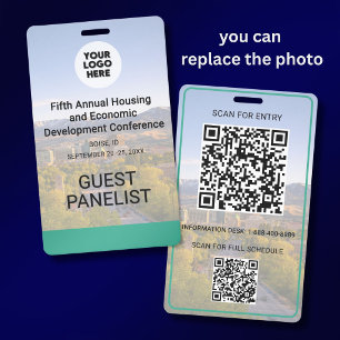 Your Location Photo Logo QR Event Conference Badge ID Badge