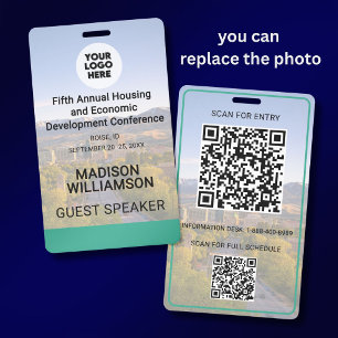 Your Location Photo Logo QR Event Conference Badge ID Badge