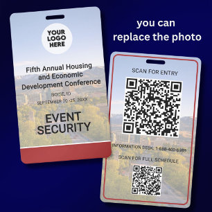 Your Location Photo Logo QR Event Conference ID Badge
