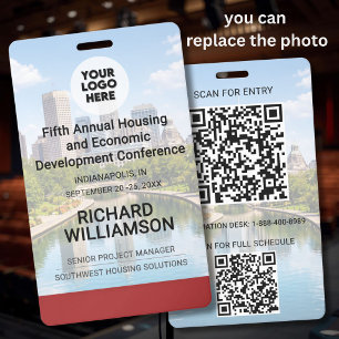 Your Location Photo QR Logo Conference ID Badge