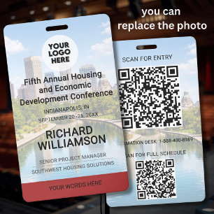 Your Location Photo QR Logo Conference ID Badge