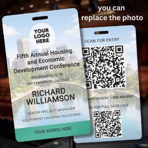 Your Location Photo QR Logo Conference ID Badge