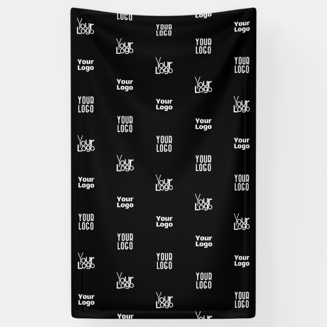 Your Logo | 3 Logo Pattern Design Editable Black Banner (Vertical)