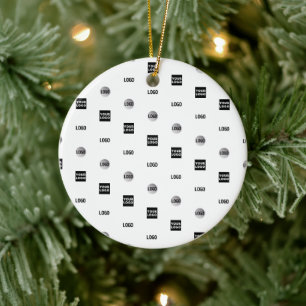 Your Logo 3 Logo Pattern Design Editable Black Ceramic Tree Decoration