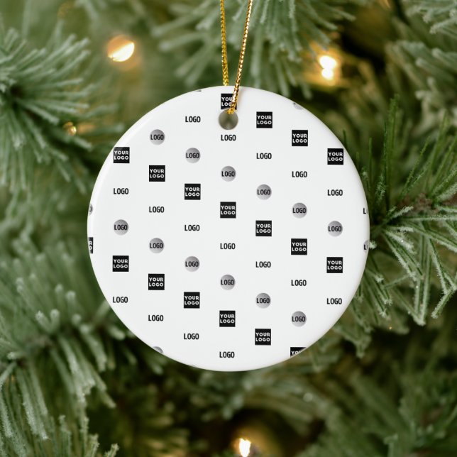 Your Logo | 3 Logo Pattern Design Editable Black Ceramic Tree Decoration (Tree)