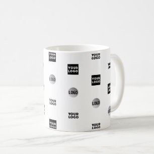 Your Logo   3 Logo Pattern Design Editable Black Coffee Mug