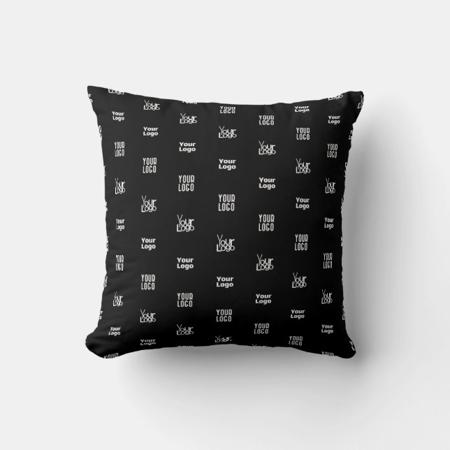 Your Logo | 3 Logo Pattern Design Editable Black Cushion (Front)