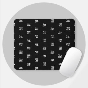 Your Logo 3 Logo Pattern Design Editable Black Mouse Pad