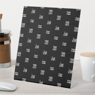 Your Logo 3 Logo Pattern Design Editable Black Pedestal Sign