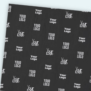 Your Logo   3 Logo Pattern Design Editable Black Tissue Paper
