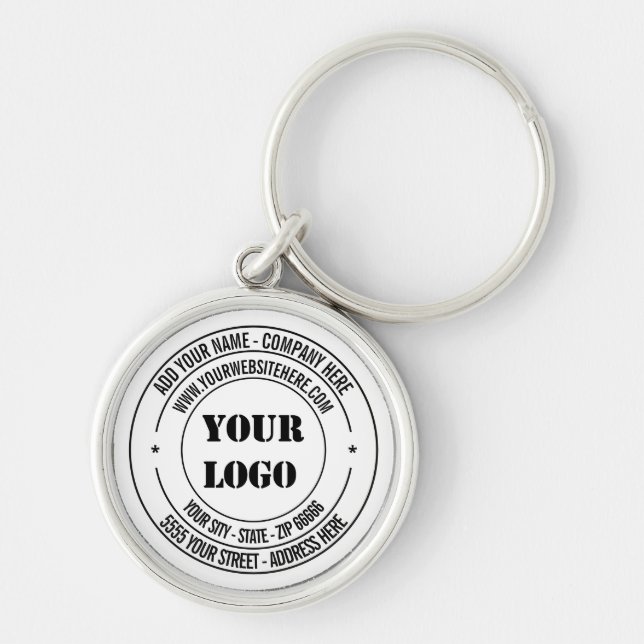 Your Logo Address Name Website Text Keychain Stamp (Front)