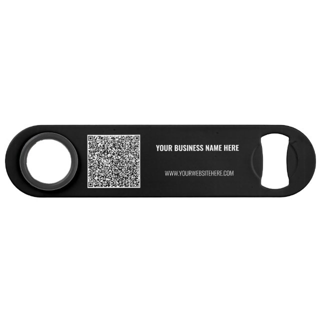 Your Logo and QR Code Branded Bar Key Example (Back Horizontal)
