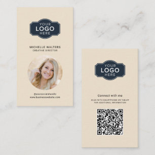 Your Logo and QR Code Employees Photo Business Card
