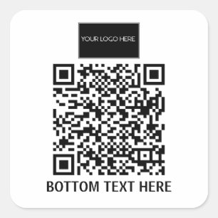 Your Logo and QR Code Square Sticker
