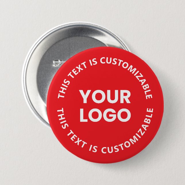 Your Logo/Any Uploaded Image & Circular Text | Red 7.5 Cm Round Badge (Front & Back)