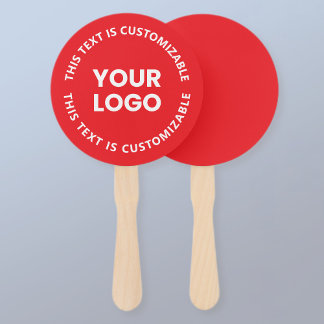 Your Logo/Any Uploaded Image & Circular Text | Red Hand Fan