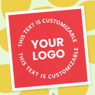 Your Logo/Any Uploaded Image & Circular Text   Red Napkin
