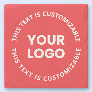 Your Logo/Any Uploaded Image & Circular Text Red Stone Coaster